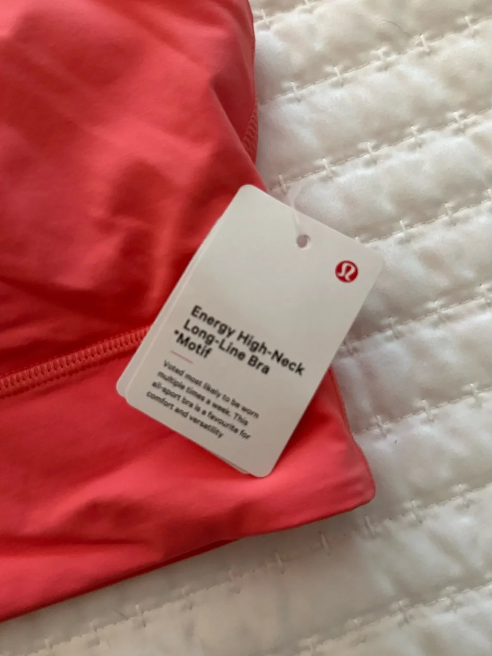 Lululemon Women's High-Neck Sports Bra Crop Top - Coral Pink size 12 nwt